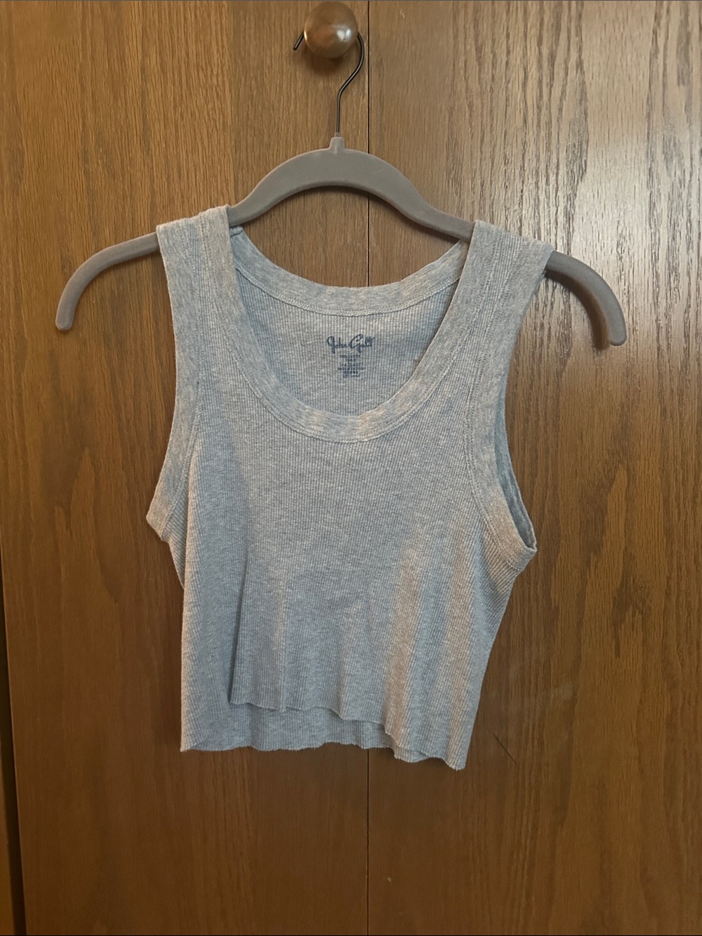 Brandy Melville Light Gray Ribbed Scoop Crop Tank